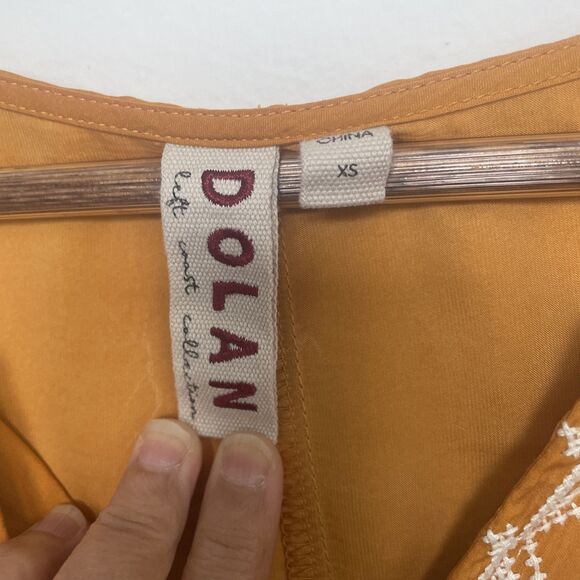 Anthropologie Dolan Blouse XS Mustard Embroidered Boho Peasant Top Pullover - Picture 4 of 6